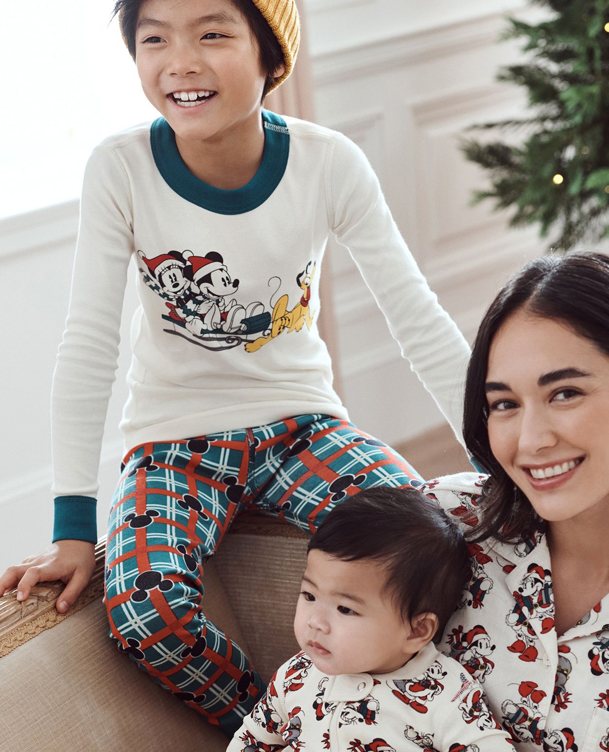 Disney Mickey Mouse Classic Holiday Plaid Long John Pajama Set