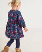 Baby Button Front Woven Flannel Dress in Winter Wonderland on Navy - main