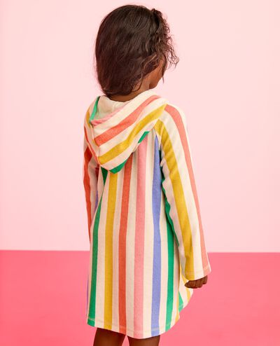 Long Sleeve Loop Terry Hoodie Cover Up in Ecru Multi Stripe - main