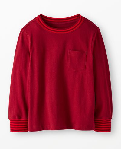 Long Sleeve Classic Fit Pocket T-Shirt in Beet Red/Ribbon Red - main