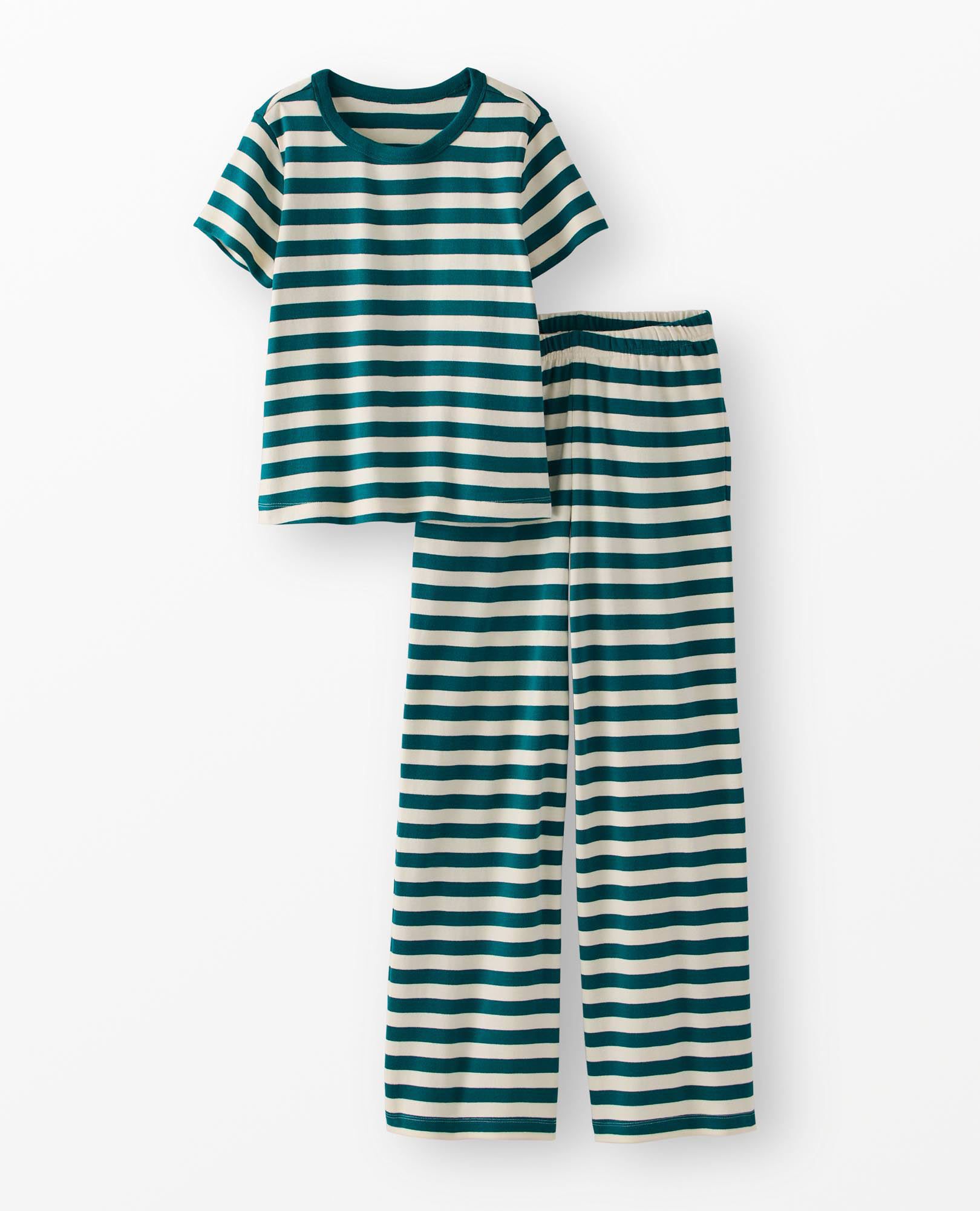 Women's Wide Leg Pajama Set in Everglade/Ecru - main