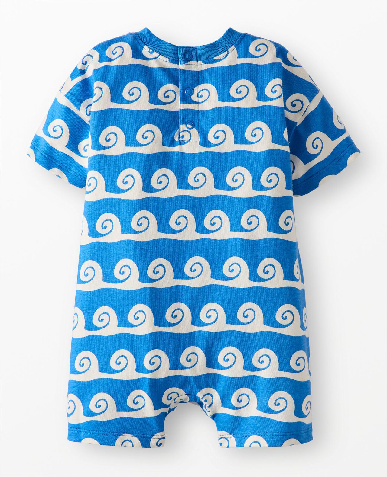 Baby Oversized Romper in Swirly Waves on Swedish Sky - main