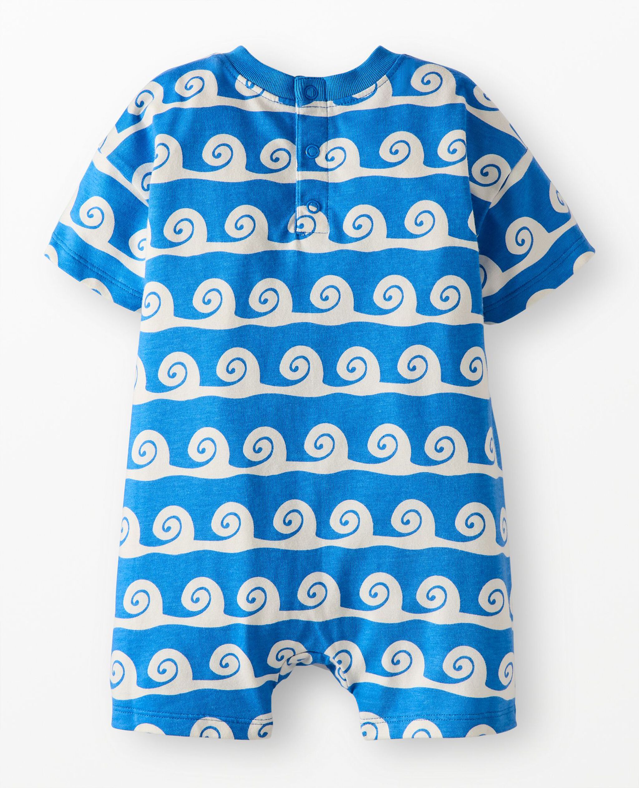 Baby Oversized Romper in Swirly Waves on Swedish Sky - main