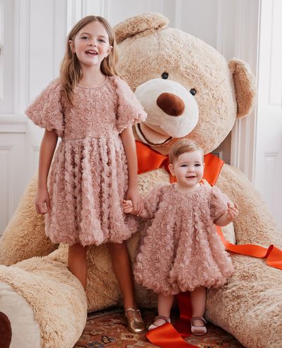 Rosette Tulle Dress in Clay Pink - main