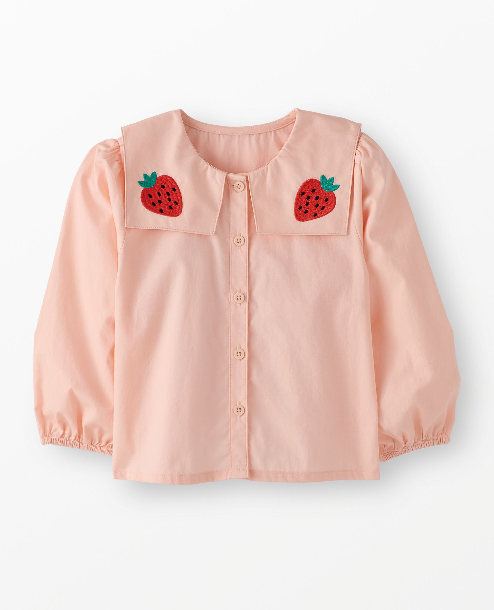 Long Sleeve Poplin Button Up Shirt in Pink Cream - main