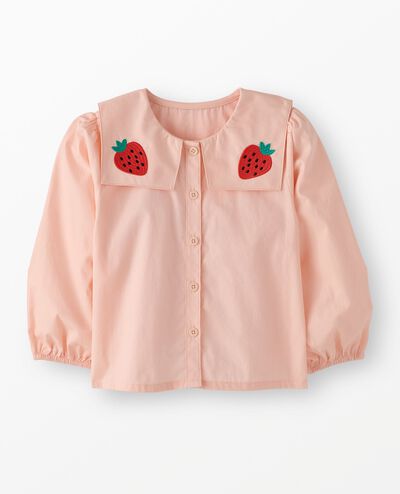 Long Sleeve Poplin Button Up Shirt in Pink Cream - main