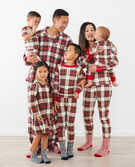 Adult Unisex Long John Pajama Top in Family Holiday Plaid - main