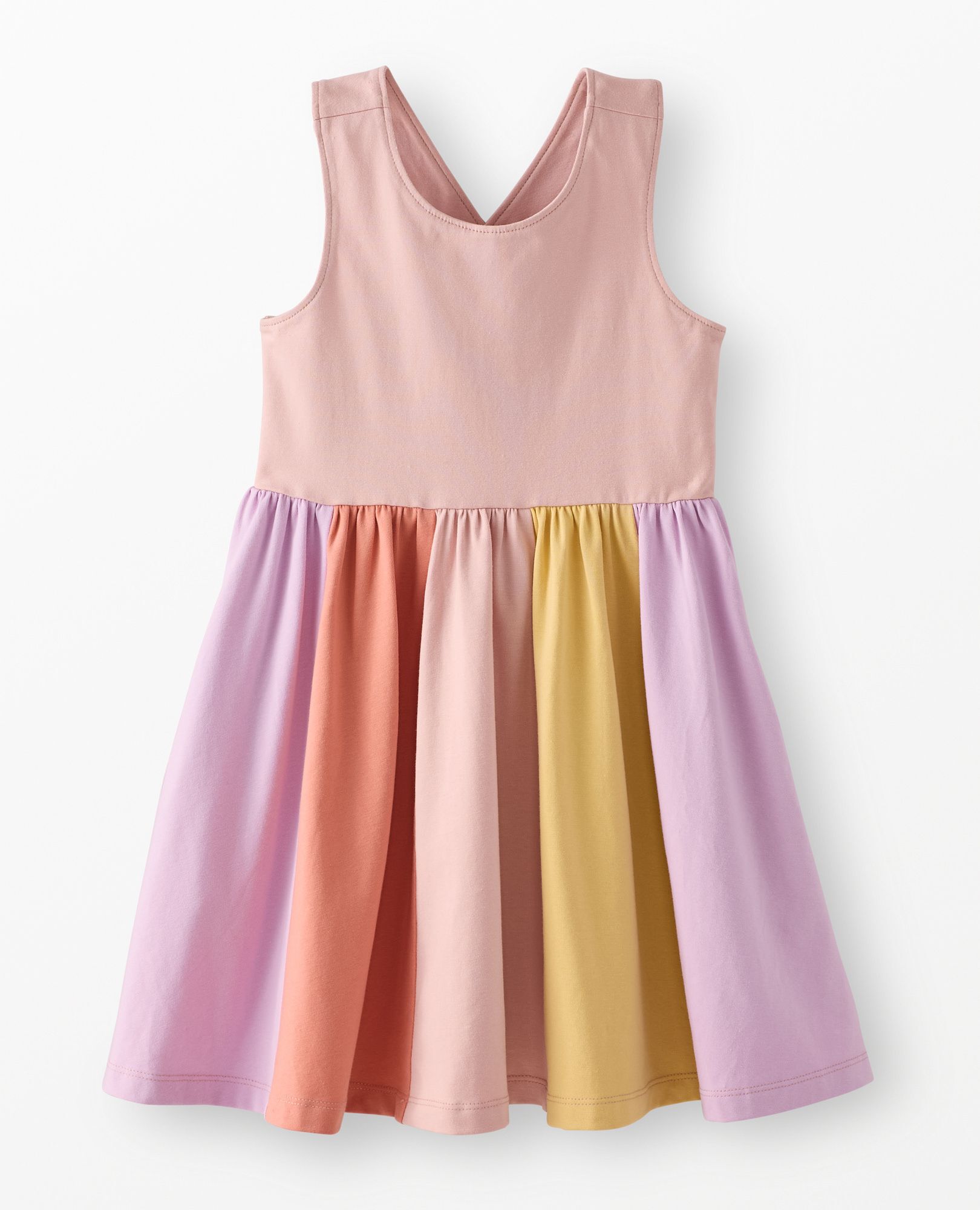 Rainbow Skirt Skater Dress with Pockets in Blush Pink - main