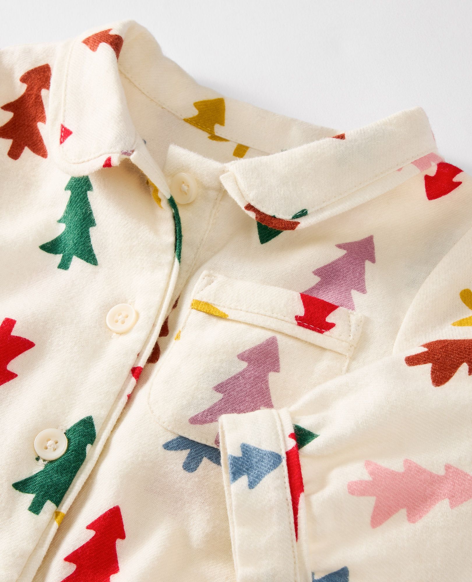 Baby Holiday Flannel Sleeper in Festive Forest on Ecru - main