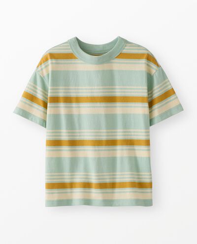 Striped T-Shirt in Hush Green/Almond Oil/Scandi Yellow - main