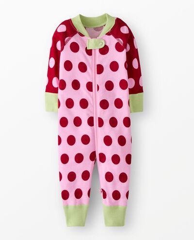 Baby Dusen Dusen HannaJams™ Sleeper in Frosting Pink/Red Dahlia Dots - main