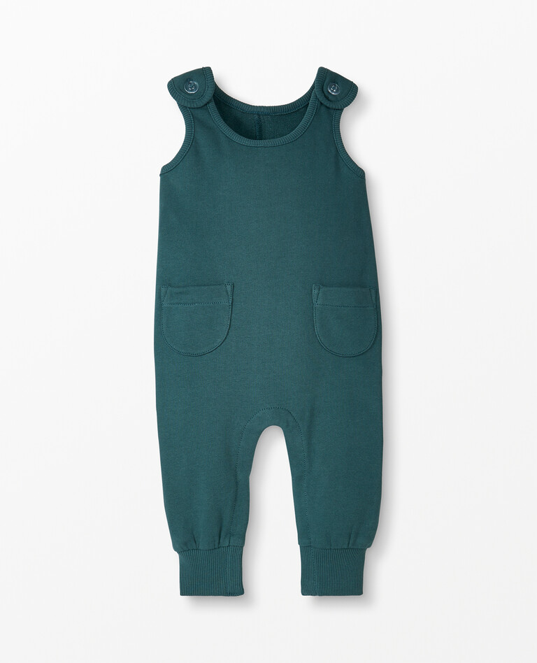 Baby Pocket Overalls In Organic French Terry in Juniper - main