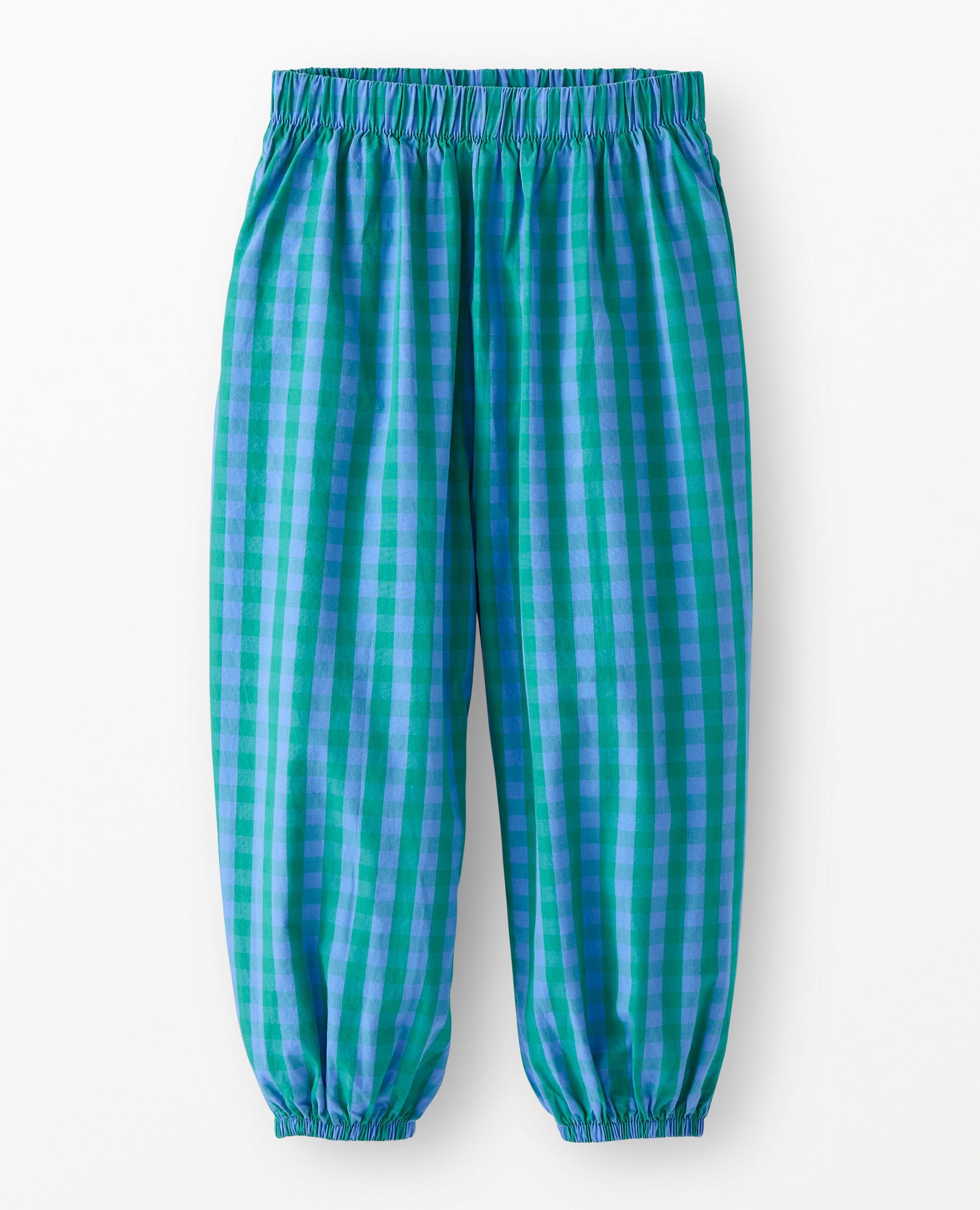 Poplin Parachute Pants in Blue/Green Plaid - main