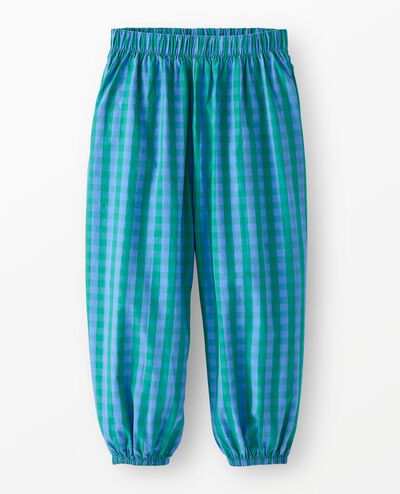 Poplin Parachute Pants in Blue/Green Plaid - main