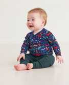 Baby Print Side Snap Bodysuit In Organic Cotton in Winter Wonderland on Navy - main