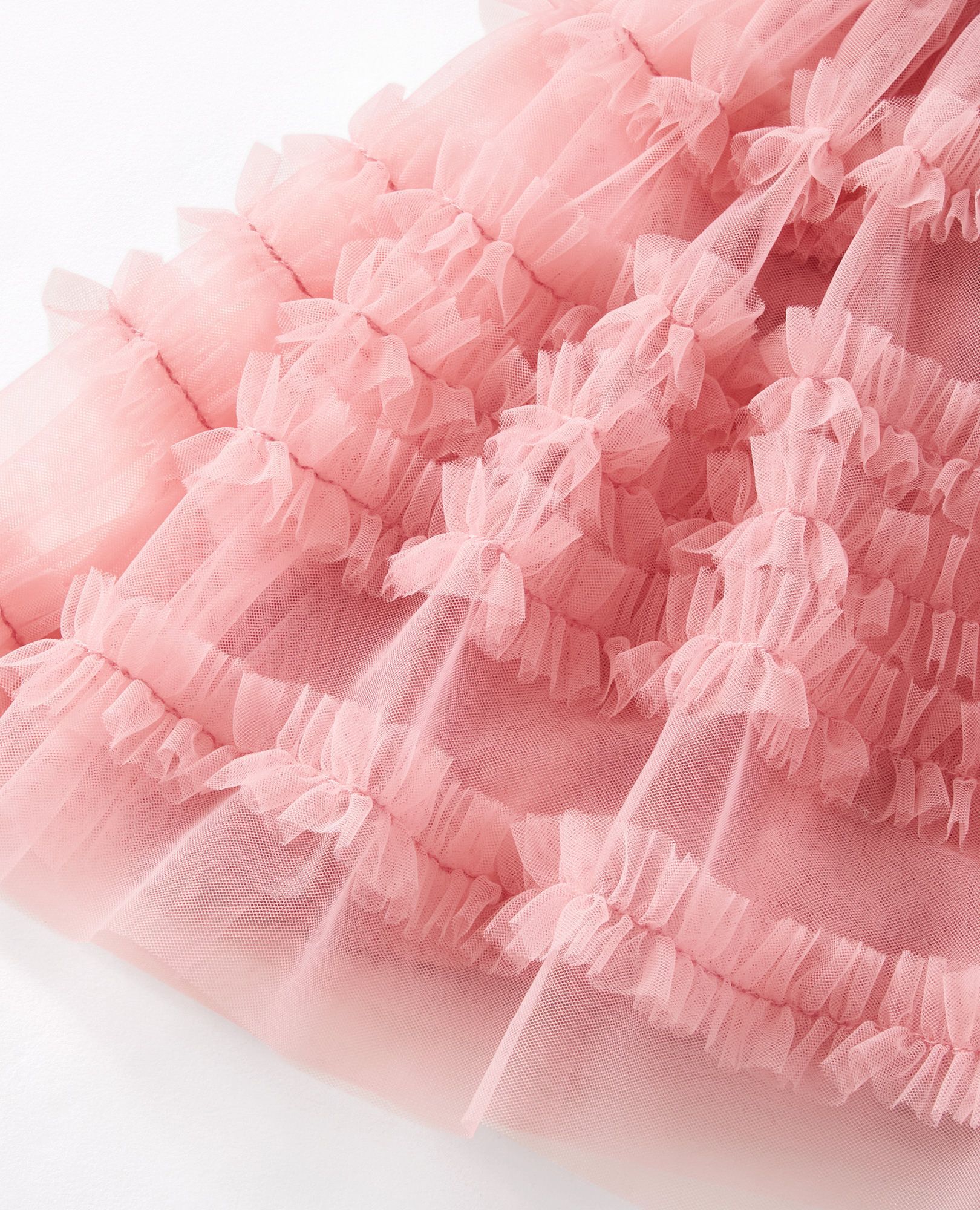 Baby Bubble Sleeve Tulle Ruffle Dress in Pink - main