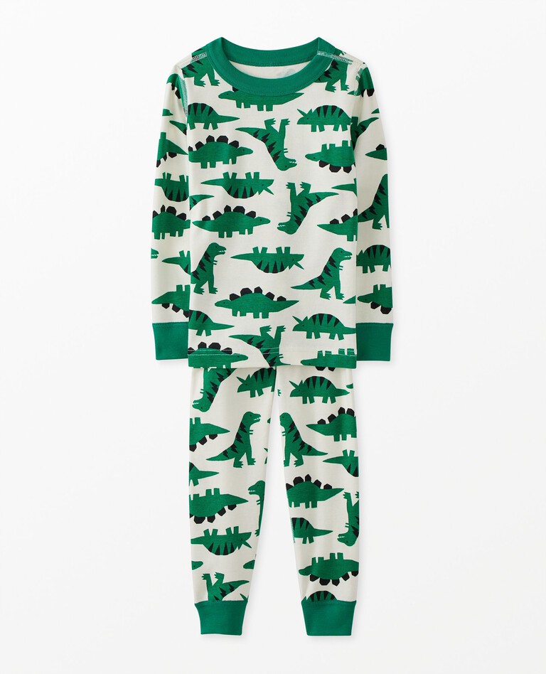 Long John Pajama Set in Ultra Green Dinos - main