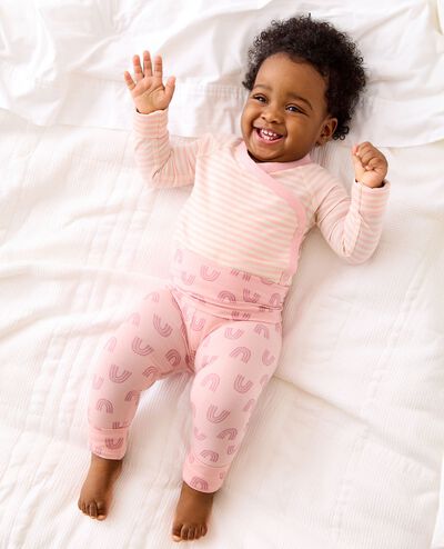 Baby Layette Wiggle Pants in HannaSoft™ in Blush Pink Rainbow - main