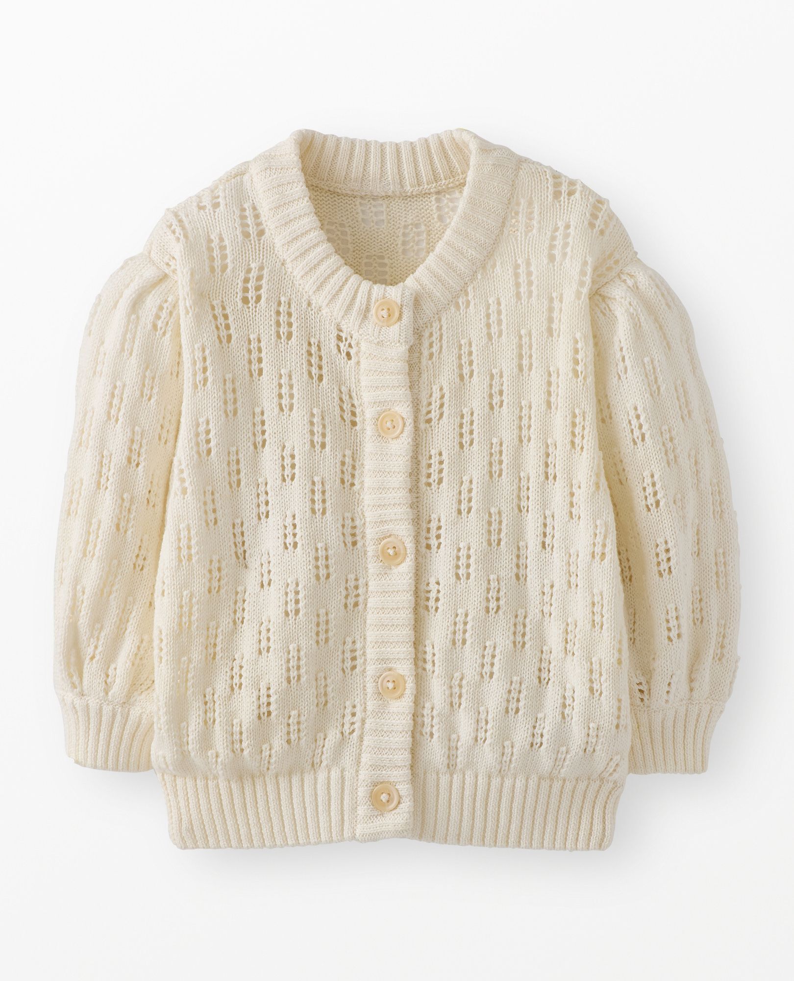 Pointelle Cardigan Sweater in Ecru - main