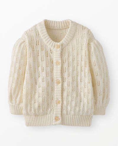 Pointelle Cardigan Sweater in Ecru - main