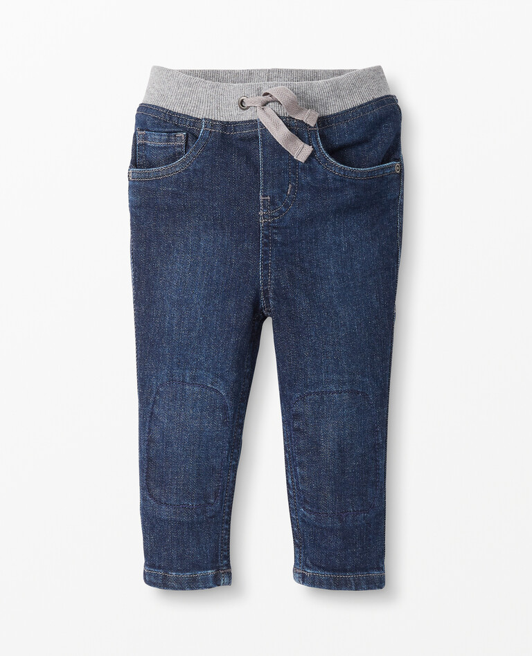 Pull-On Double Knee Slim Jeans in Medium-Dark Wash - main