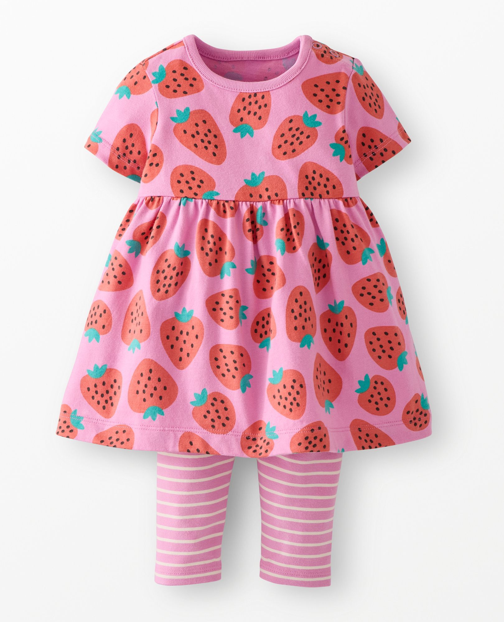 Baby Dress & Leggings Set in Mini Strawberries on Echinacea - main