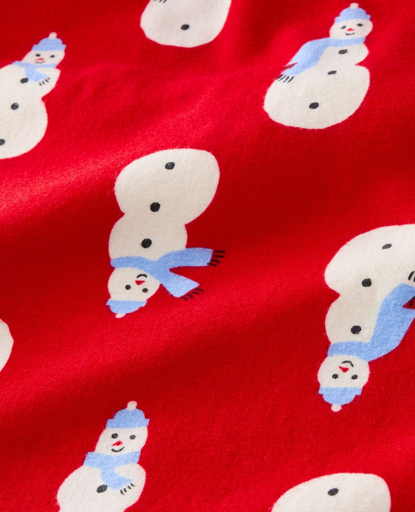 Adult Holiday Flannel Pajama Pants in Snowmen on Red - main