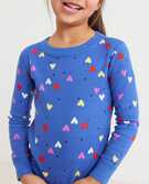 Valentines Long John Pajama Set in Mini Hearts on Blue - main