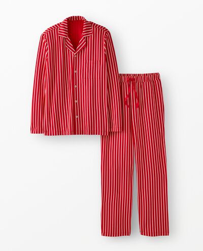 Adult Long Sleeve HannaSoft™ Pajama Set in Ribbon Red/Ecru - main