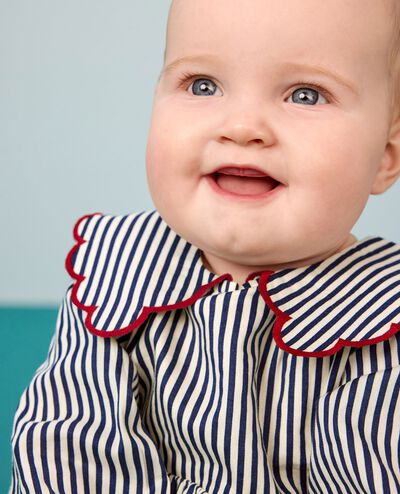 Baby Twill Dress & Bloomers Set in Navy/Ecru - main