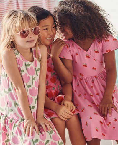 Back-to-Front Skater Dress with Pockets in Floral Duet on Pink - main