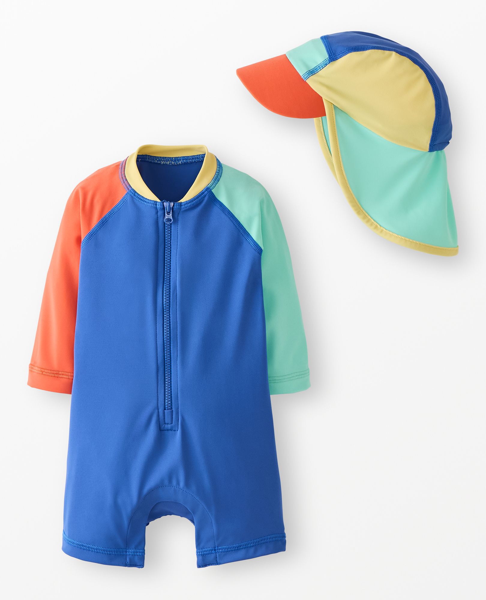 Baby Colorblock Rashguard & Swim Hat Set in Multi Colorblock - main