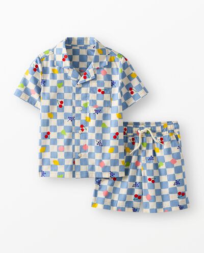 Poplin Button Up Shirt & Shorts Set in Fruit Party - main