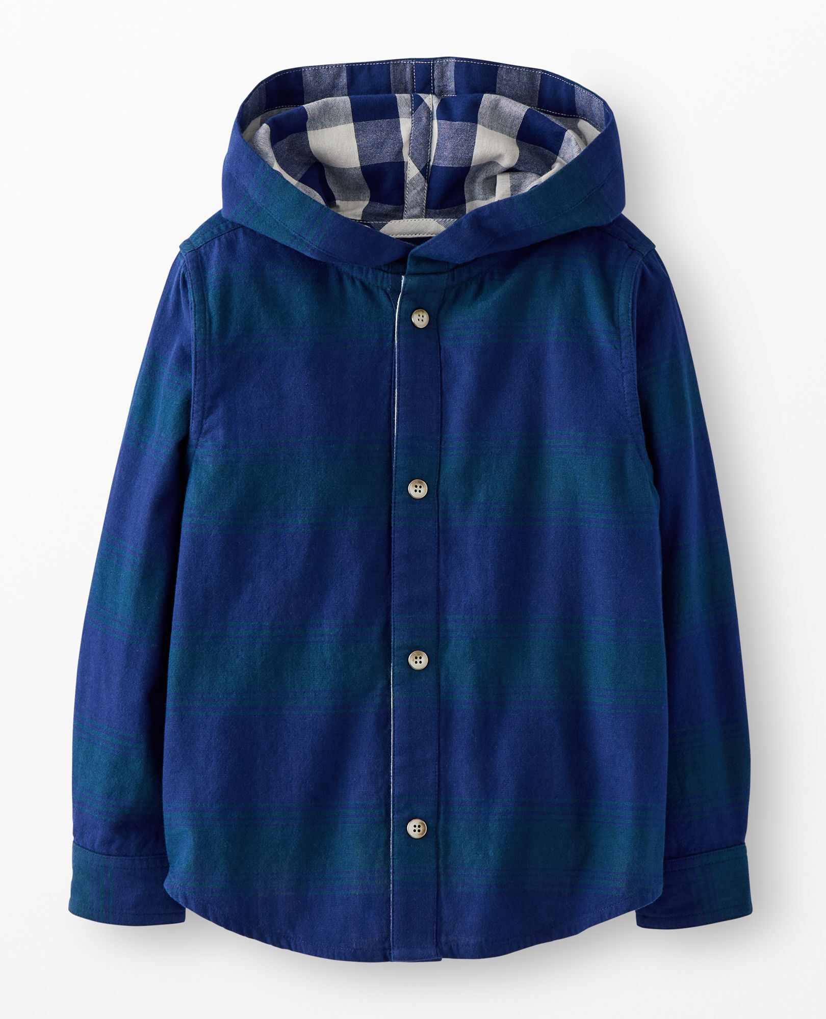 Long Sleeve Reversible Hooded Shirt in Reversible Plaid - main