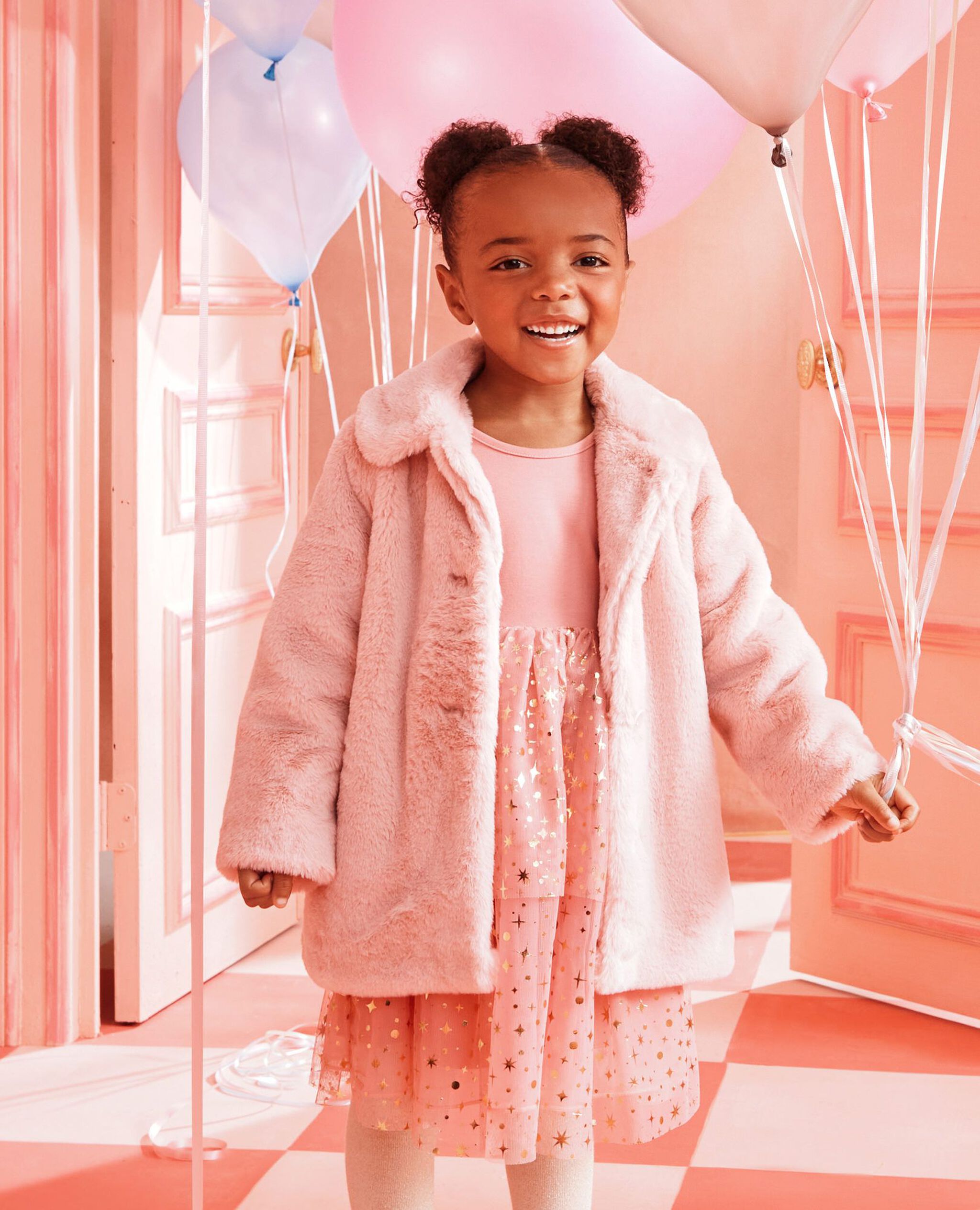 Long Sleeve Tulle Shimmer Dress in Macaron - main