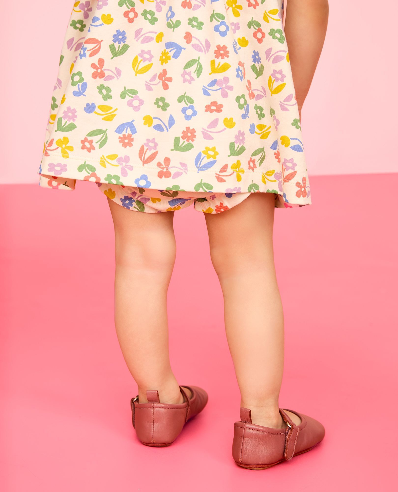 Baby Puff Sleeve Dress & Bloomers Set in Picking Flowers - main