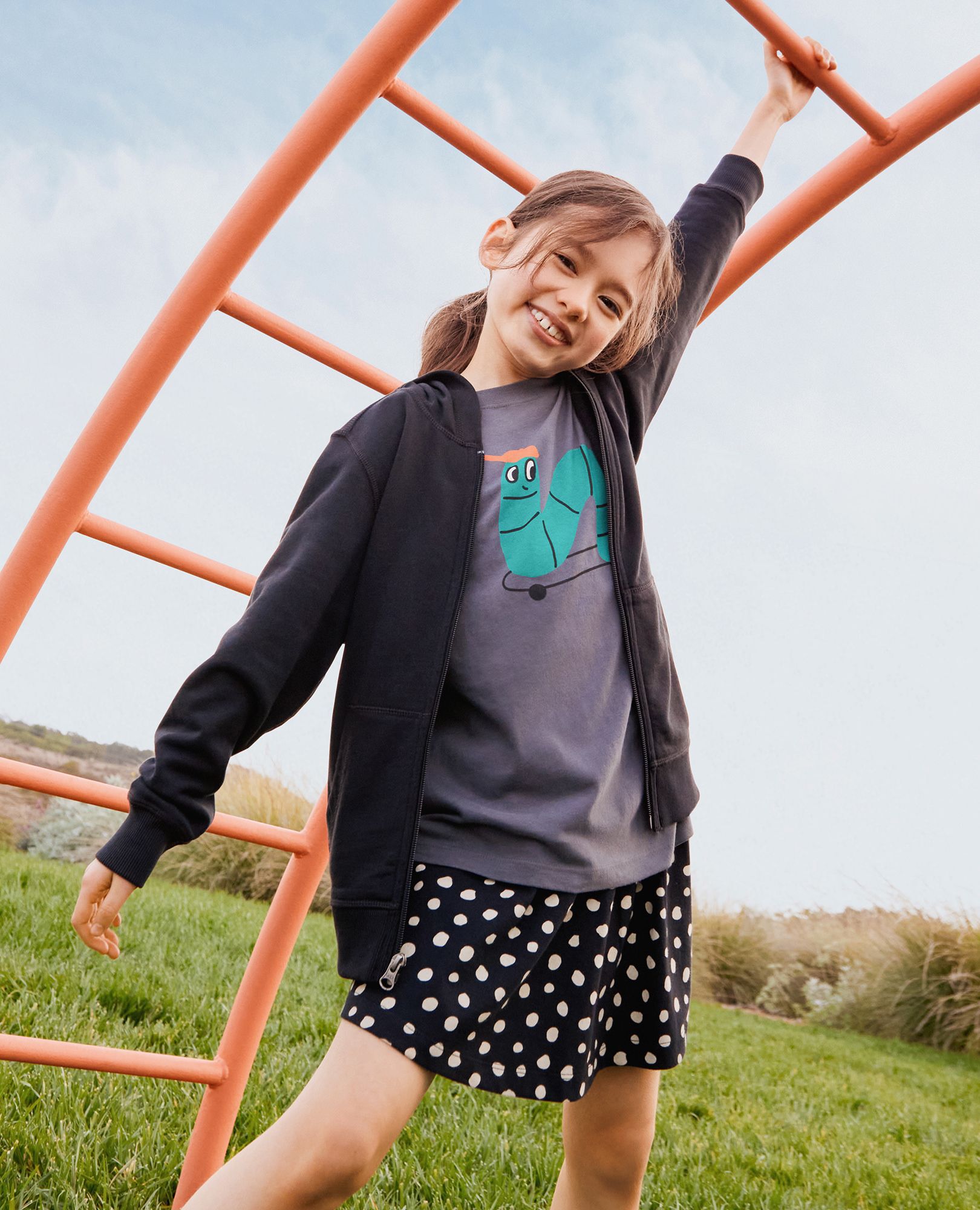 Relaxed Fit Graphic T-Shirt in Skateboarding Inchworm on Black - main