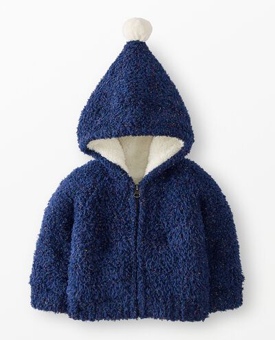 Baby Marshmallow Fleece Sparkle Lined Jacket in Navy Blue - main