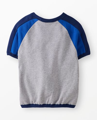 Relaxed Fit French Terry T-Shirt & Shorts Set in Navy/Blue/Grey Colorblock - main