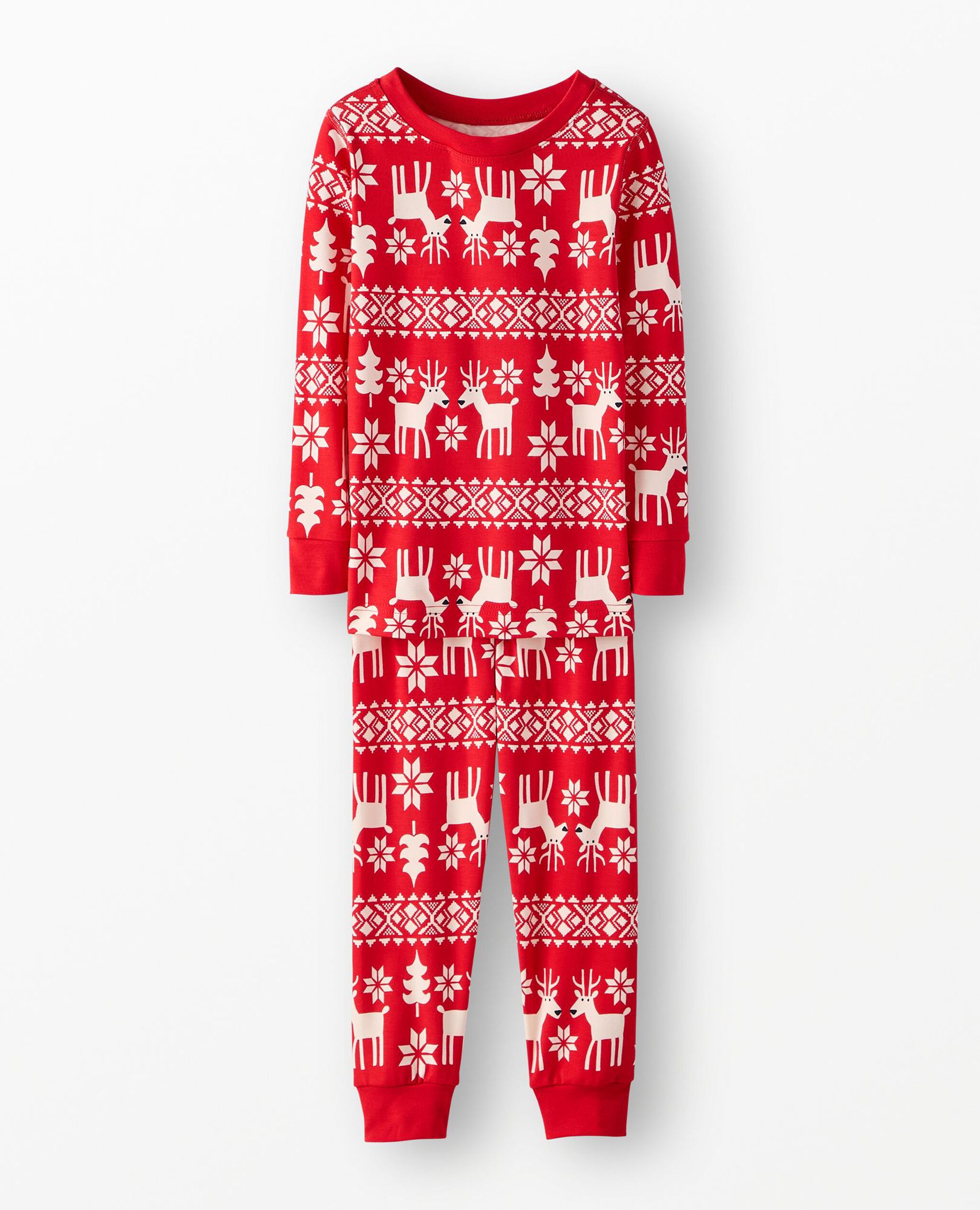 Holiday HannaSoft™ Stretch Pajama Set in Dear Deer on Ribbon Red - main