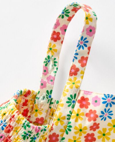 Baby Sleeveless Poplin Dress & Bloomers Set in Swirly Floral on Ecru - main