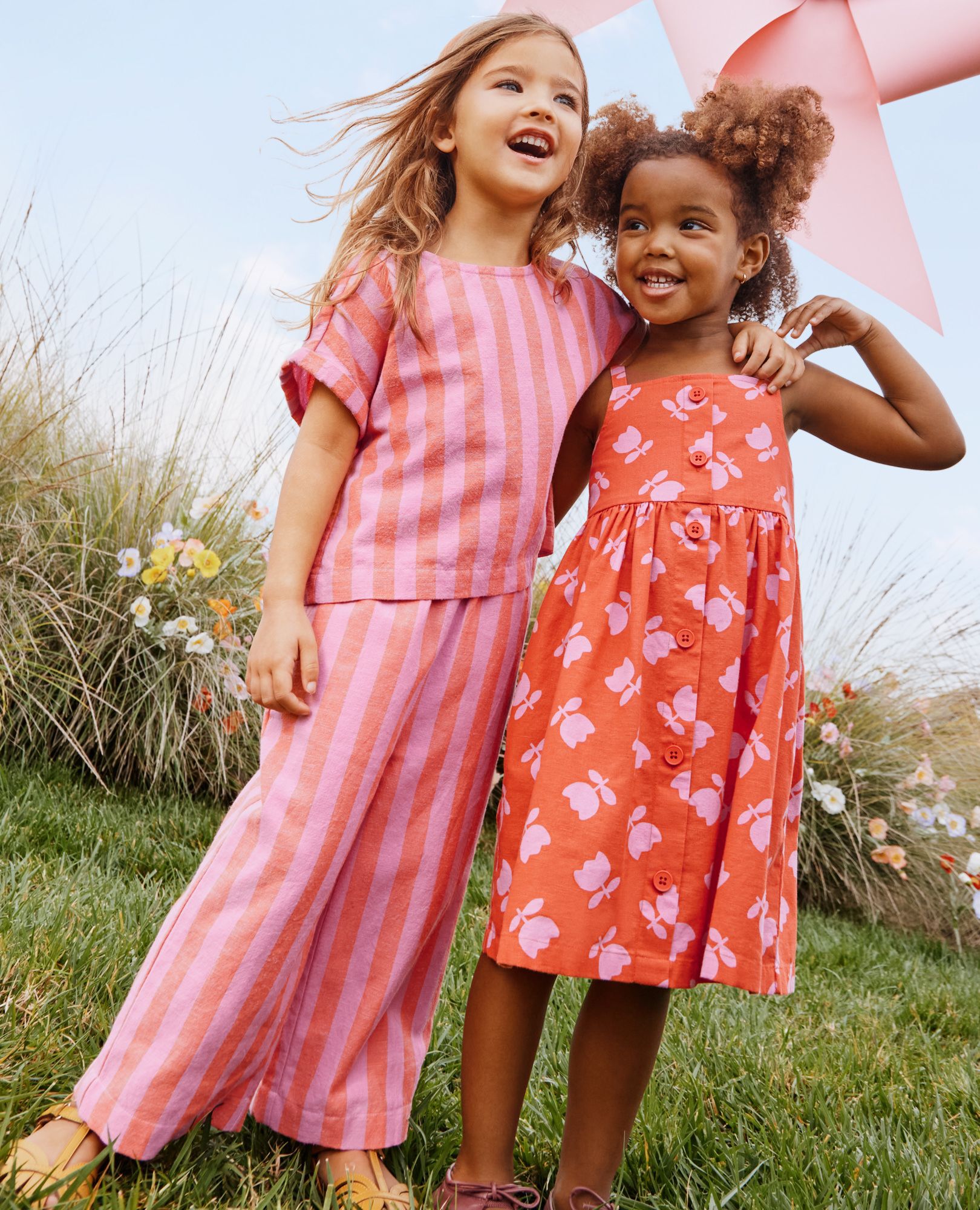 Linen Wide Leg Pants in Echinacea/Sun Fire - main