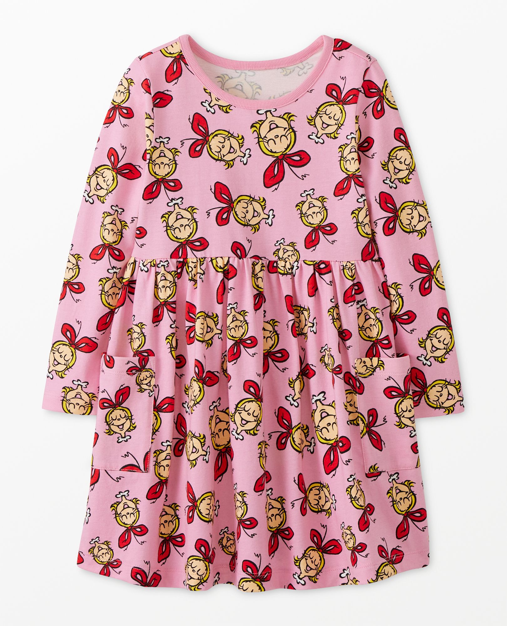 Dr. Seuss Cindy Lou Who Long Sleeve Play Dress with Pockets
