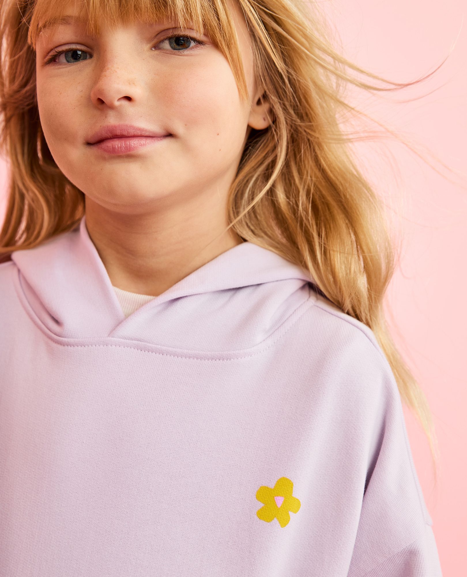 Oversized French Terry Graphic Hoodie in Orchid Hush - main