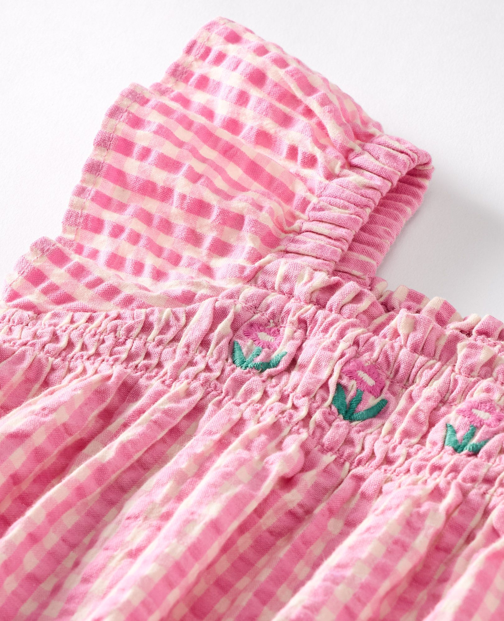 Baby Flutter Sleeve Seersucker Dress & Bloomers Set in Pink Gingham - main