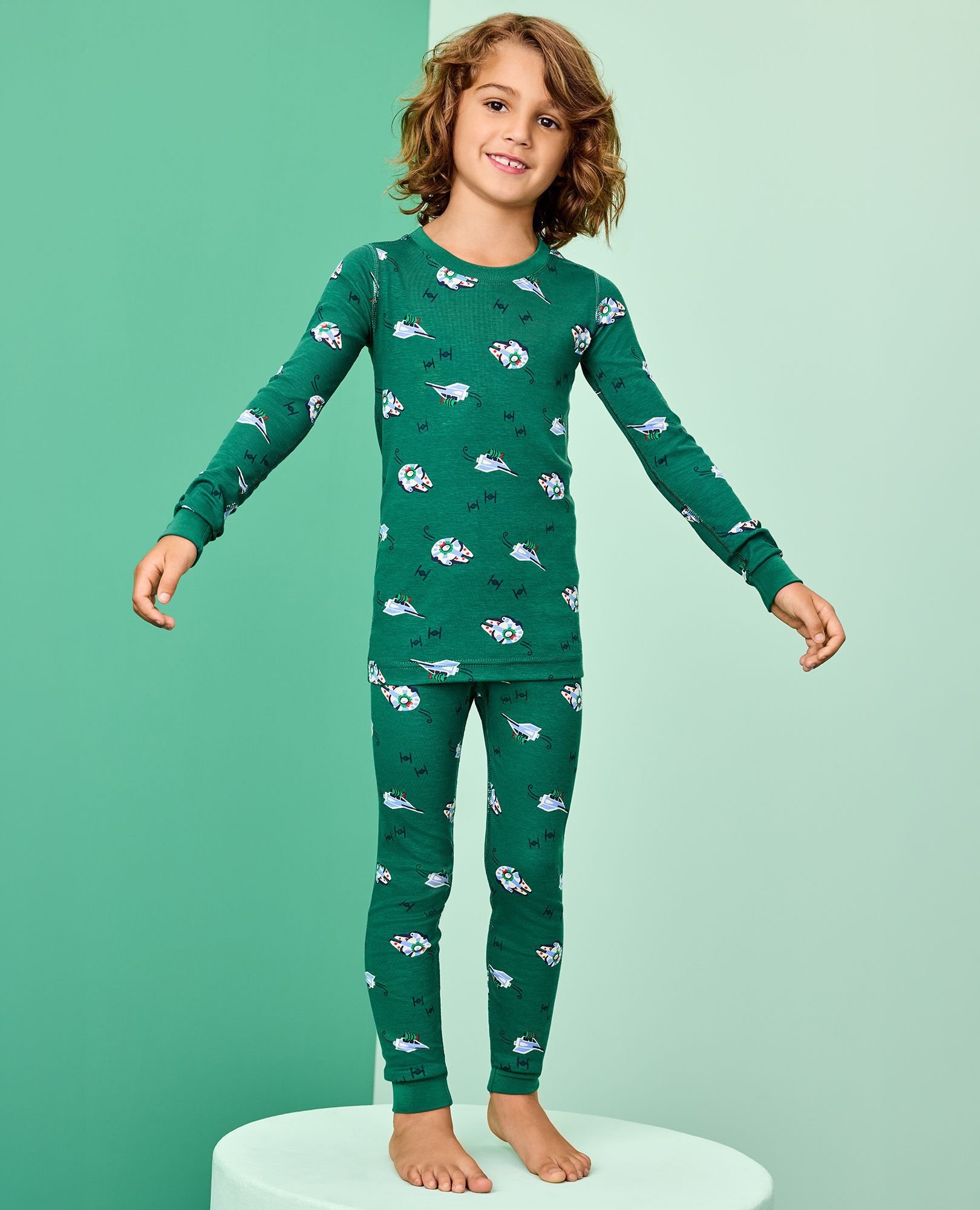 STAR WARS™ Holiday HannaSoft™ Stretch Pajama Set in Star Wars Ships - main