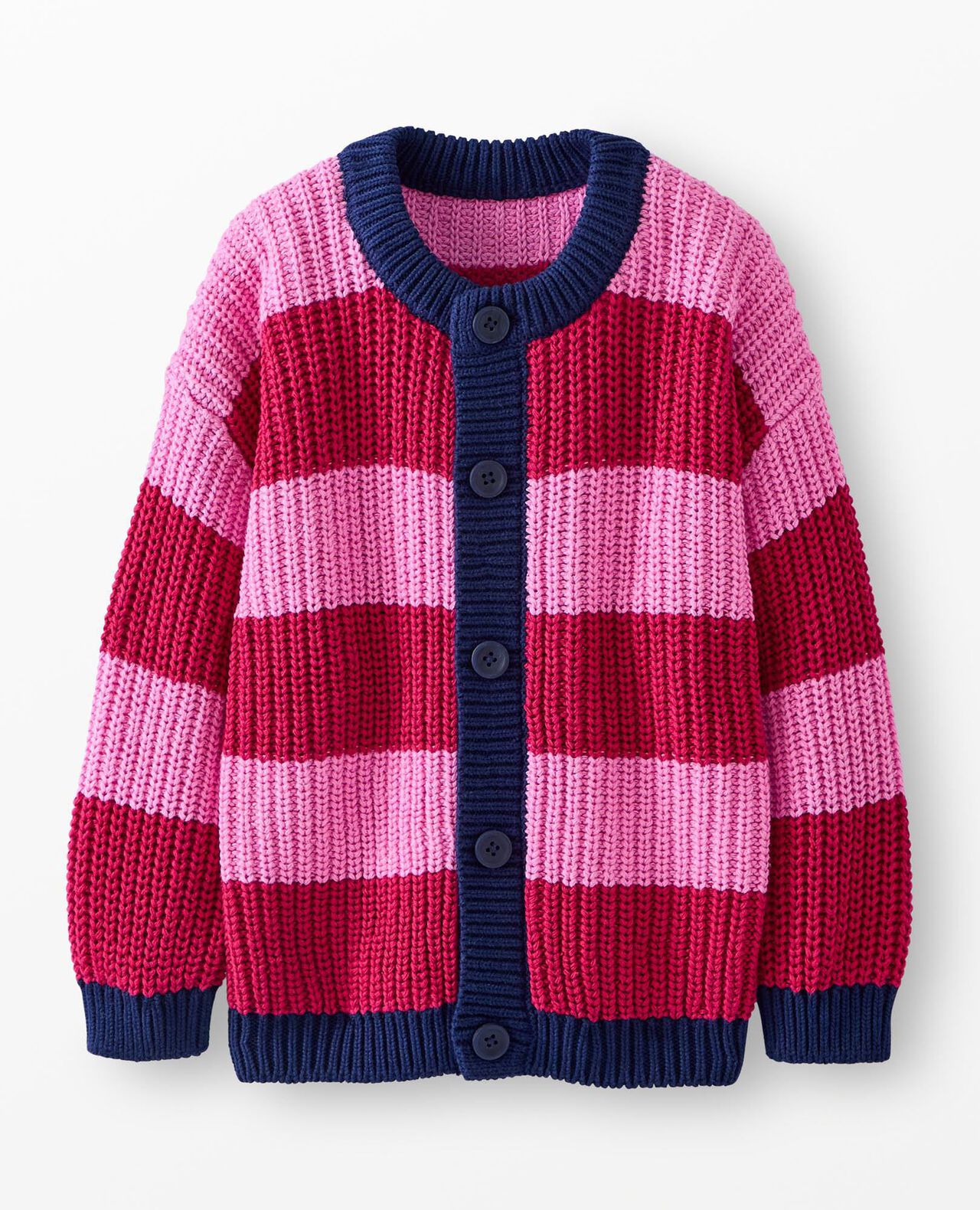 Striped Cardigan in Fuchsia Pink/Raspberry/Navy - main