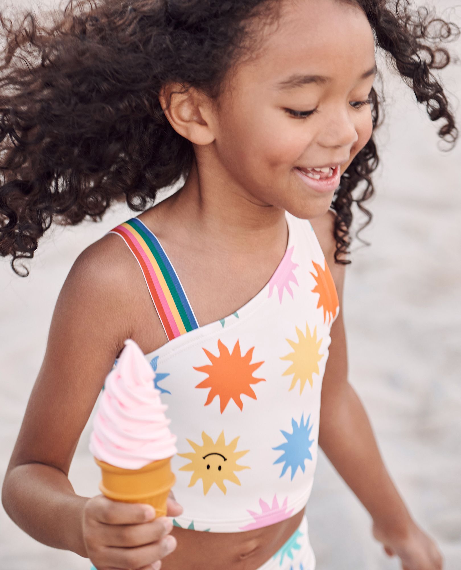 Groovy Sun Two Piece Asymmetrical Swimsuit Little Girls Size 4 by Hanna Andersson