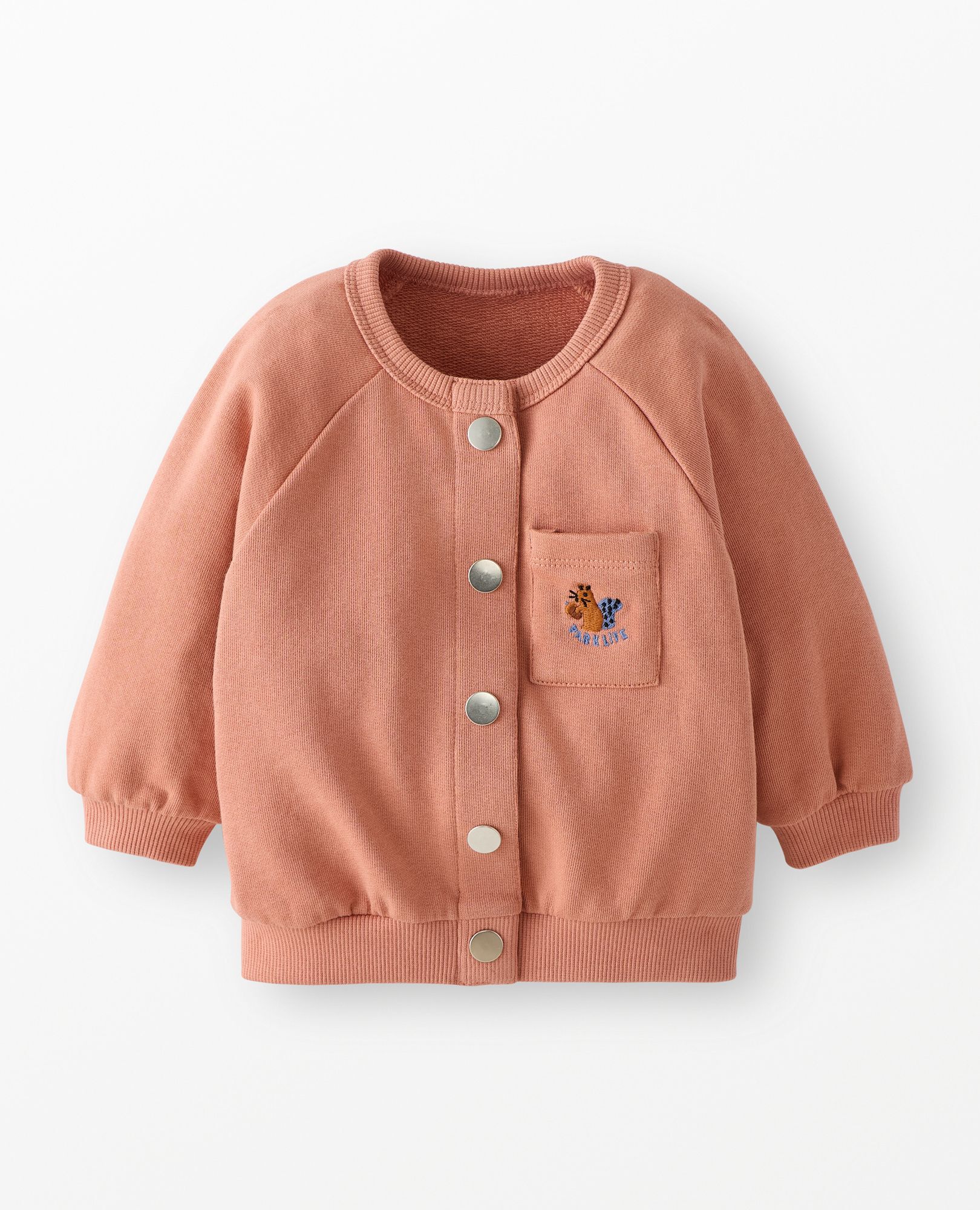 Baby Oversized French Terry Snap Jacket in Rose Dawn - main