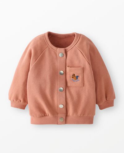 Baby Oversized French Terry Snap Jacket in Rose Dawn - main